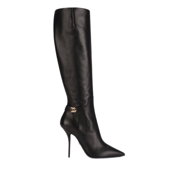 Dolce and Gabbana Black Stiletto Boots Knee High - Picture 1 of 11